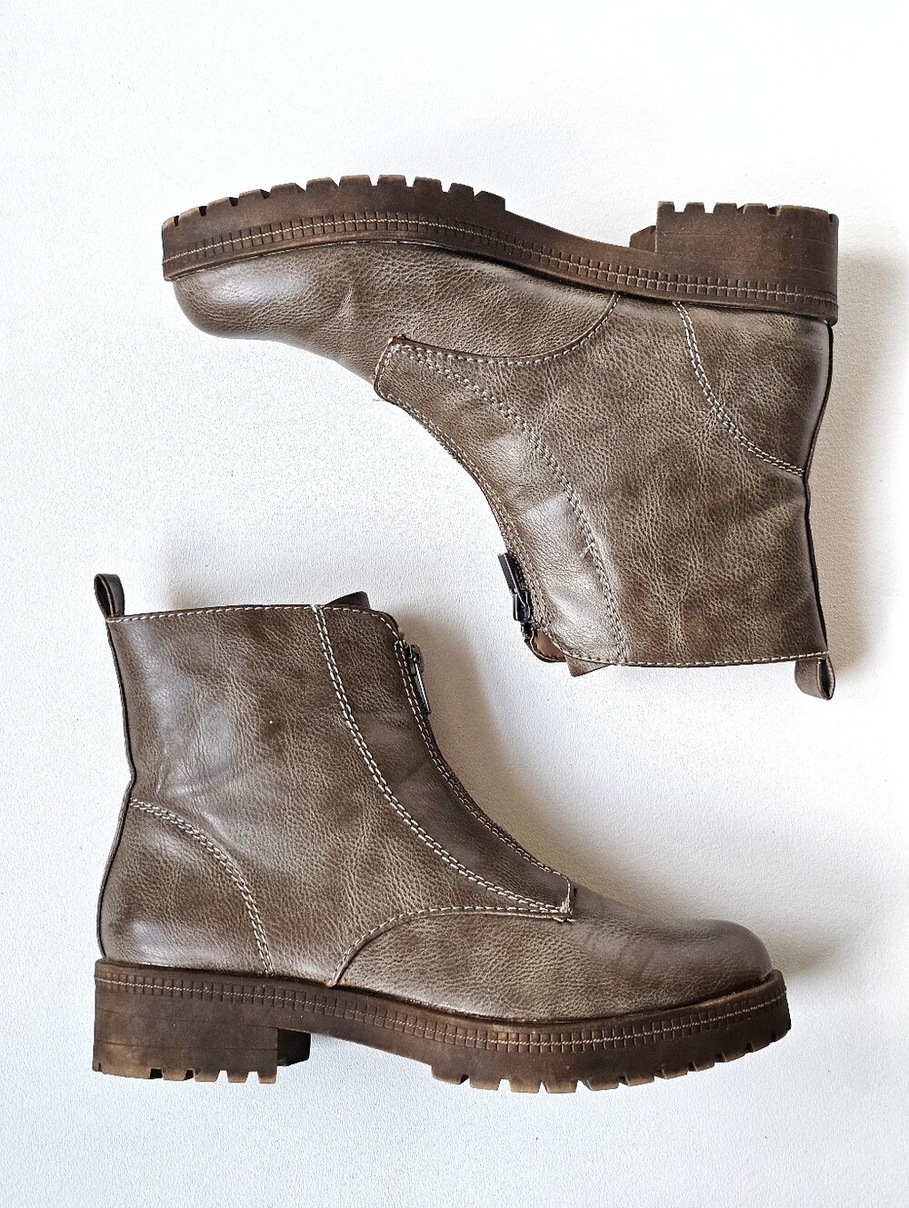 LifeStride Sanibelle In Motion Leather Ankle Boots Women's Size 9 Taupe Brown
